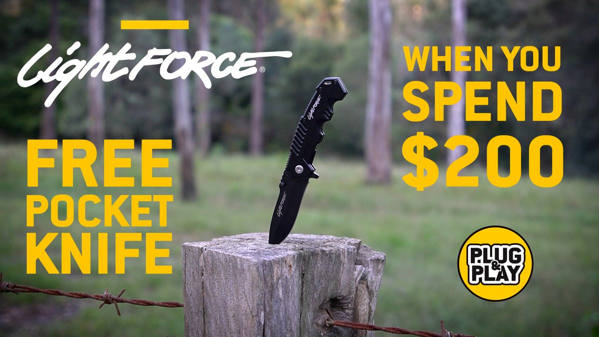 For every $200 you spend on the Lightforce Plug &amp; Play Sporting Light Range, you will recieve a FREE Lightforce pocket knife!

Find out more in store or online: au.lightforce.com/collections/po…