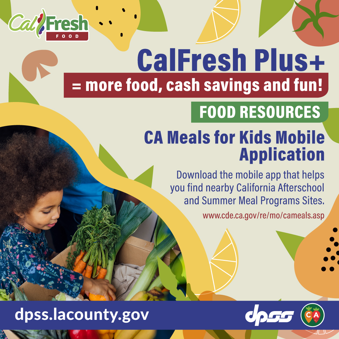 LACo_DPSS's tweet photo. CalFresh Plus means access to more food benefits that keep you and your family nourished and healthy!

#CalFreshPlus #ChooseCalFresh #PHFEWIC #MarketMatch #CAMeals #LACounty @CountyofLA https://t.co/TdvDb42AyO