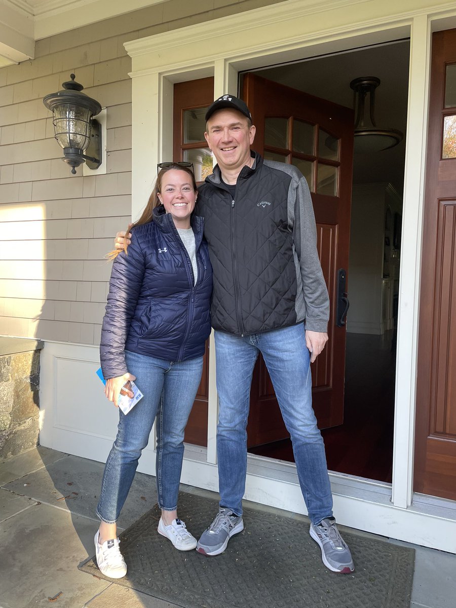 BlauForD30's tweet photo. A little chilly today but a warm reception from neighbors in East Greenwich! 

Also thank you @ResidentofRI for being my walking buddy today! https://t.co/pVDH40dmzO