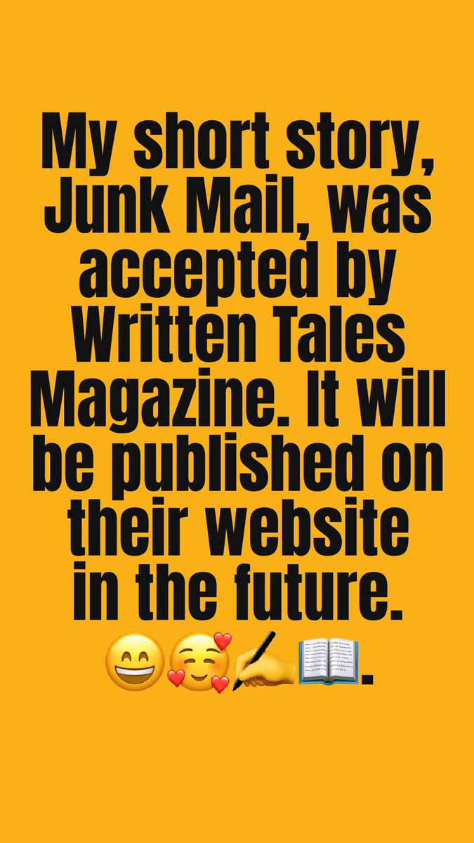 HMJohnson29's tweet photo. This just in (😄): 

#writing #WritingCommunity #shortstory #writtentalesmagazine #published #Writers #WritingLife #writersoftwitter https://t.co/dJy7nyzvc4