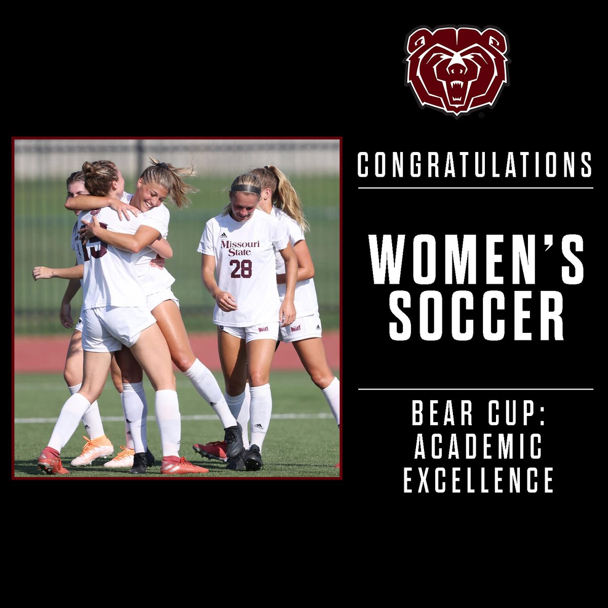 MissouriStBears's tweet photo. Bear Cup: Academic Excellence Award

ᴡᴏᴍᴇɴ'ꜱ ꜱᴏᴄᴄᴇʀ 🐻

@SAACMOState https://t.co/c2Xa3DhNMe