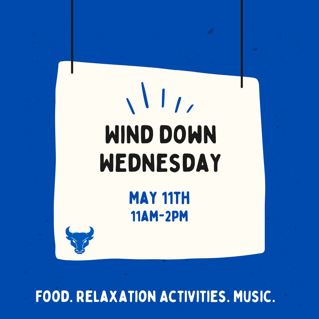 Come out to the Bull Pen this Wednesday and let go of some end of the semester stress with us! 💙🤍