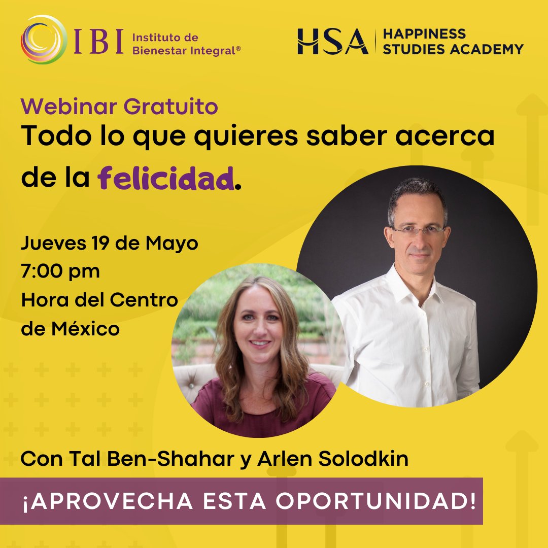 IBImx's tweet photo. Te invitamos al webinar "Todo lo que quieras saber acerca de la felicidad" donde Tal Ben-Shahar y Arlen Solodkin contestarán todas tus dudas acerca de la felicidad. Será una charla interactiva guiada por ti y para ti.  
Únete:
https://t.co/a58AiqOThq

#felicidad #psicología  #hsa https://t.co/S7paFCQIOE