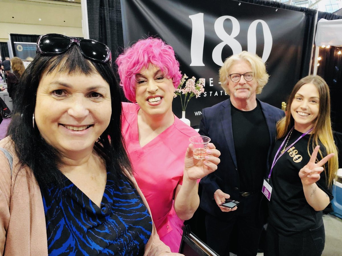 pinkisinshow's tweet photo. Some of our creators and cast visited the 180 Wines booth at the National Women’s Show this past weekend. #pinkisinshow #180wines https://t.co/zRoaiqGzSB
