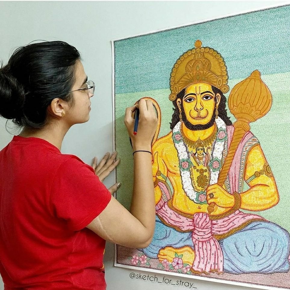 55 घंटे में डाॅ शिवानी ने हनुमान जी का चित्र बनाया है जिसमें 61,001 बार प्रभु श्री राम का नाम अंकित है..!
