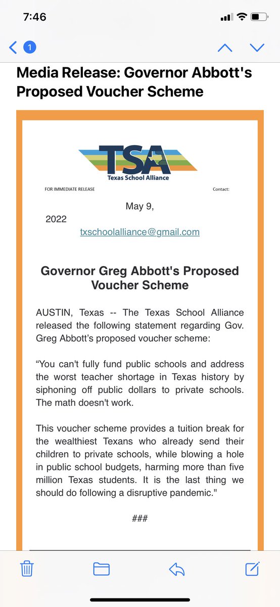 Statement from TSA opposing Abbott Voucher Scheme: