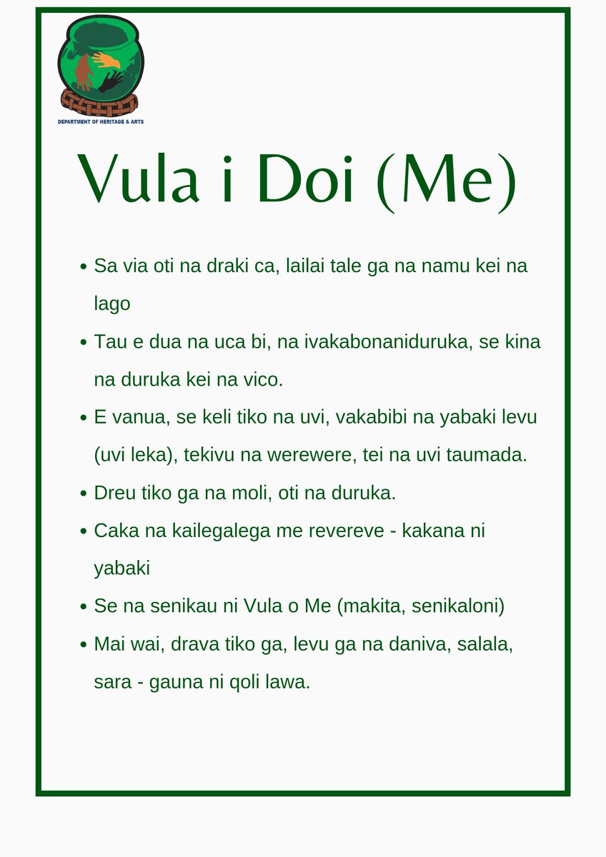 Culture_Fiji's tweet photo. May - Fijian Traditional Calendar / Me - Vula Vakaviti. (Vula I Doi)
#TraditionalCalendar #Culture #Heritage #TraditionalKnowledge https://t.co/L1T1ArWBnJ