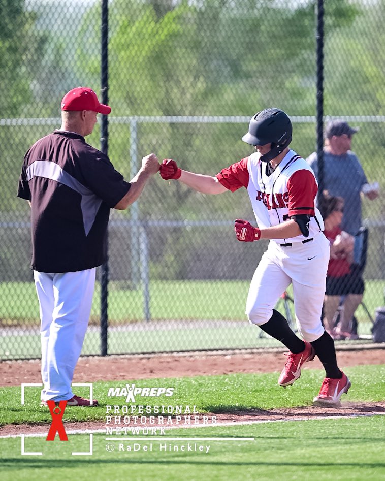 RaDel_H_Photo's tweet photo. The stare… the swing… the fist bump… the celebration with teammates… is there anything better than a long ball?

@MaxPreps image galleries from the @FortOBaseball  vs. @OG__Baseball games (Varsity and JV) will be uploaded soon! https://t.co/6CizqR0ify