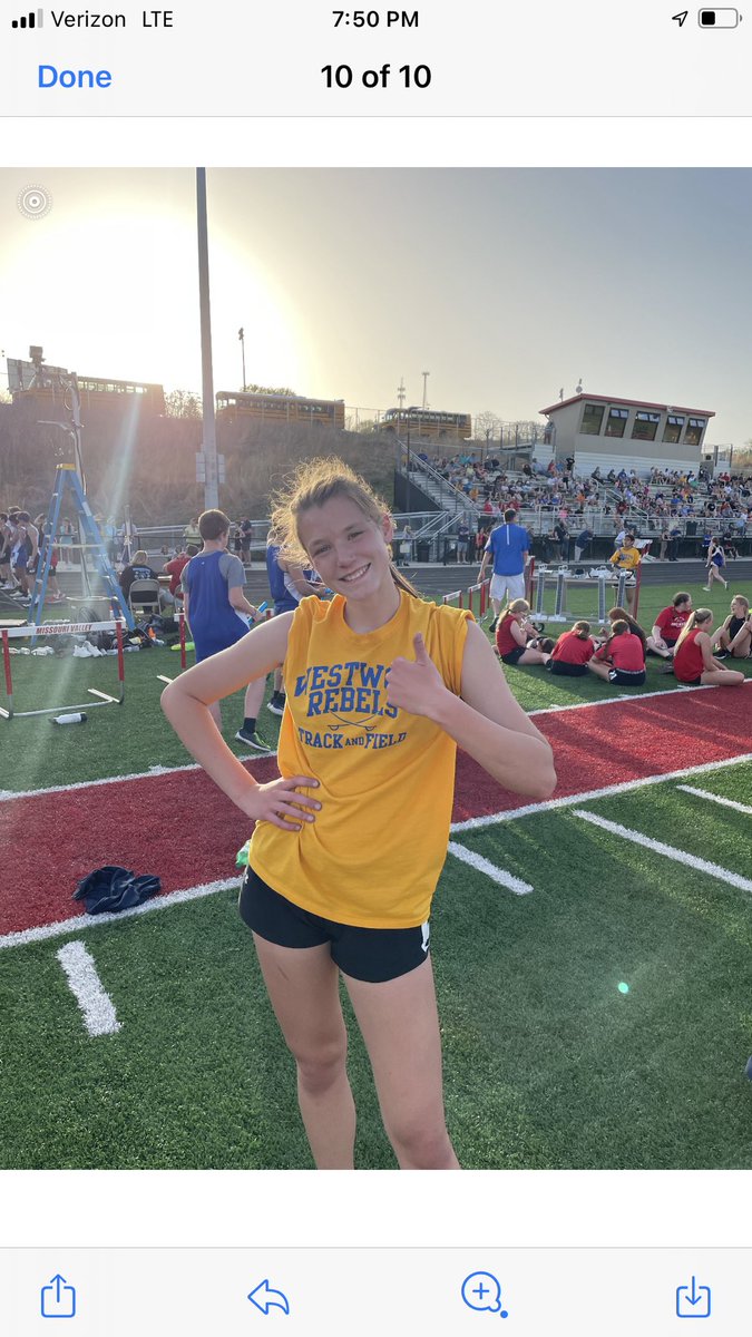vince_johnsonv's tweet photo. Congratulations to Brenna Johnson on breaking the school record tonight in the open 800 with a time of 2:35.63! Record was previously held by Britny Dean and Heather East with time of 2:41. #PROUDCOACH #PROUDDAD ⁦@WCSDRebels⁩ https://t.co/SyF6oIZ7jl