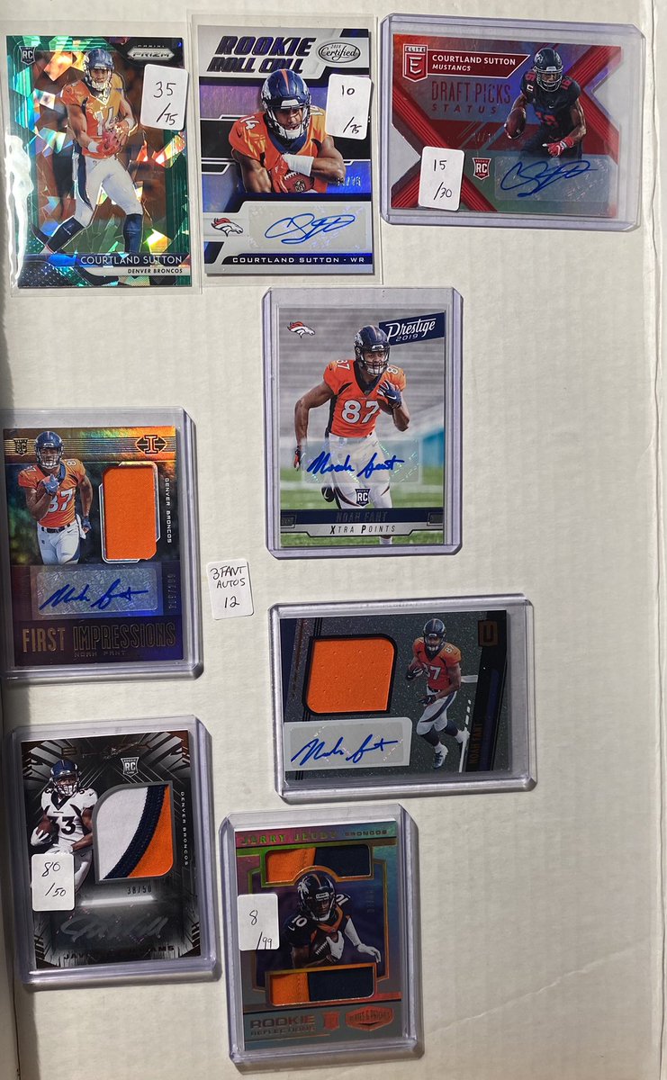 Squizz1e's tweet photo. 🏈 Denver  Broncos 💪 🏈
Autos and numbered. Being a Broncos fan I will throw in plenty of extras with any purchase! 🚨Prices in pic offers appreciated🚨 #ManiaMonday @MDRANSOM1 https://t.co/RaYC3Kuaor