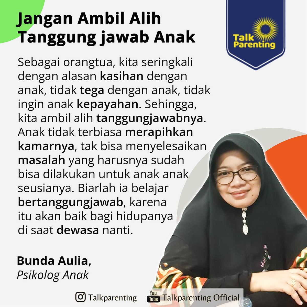 Jangan ambil alih tanggung jawab anak....#talkparenting #parenting #caradidikanak #anaksholeh #anaksholehah #ilmu #ilmuanak
