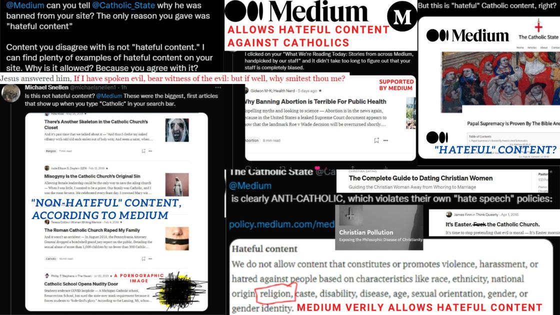 Catholic_State's tweet photo. @Medium allows hateful content against Catholics, while simultaneously banning Catholic writers for being politically incorrect.

Here is the proof: https://t.co/ERXmIsYOgU