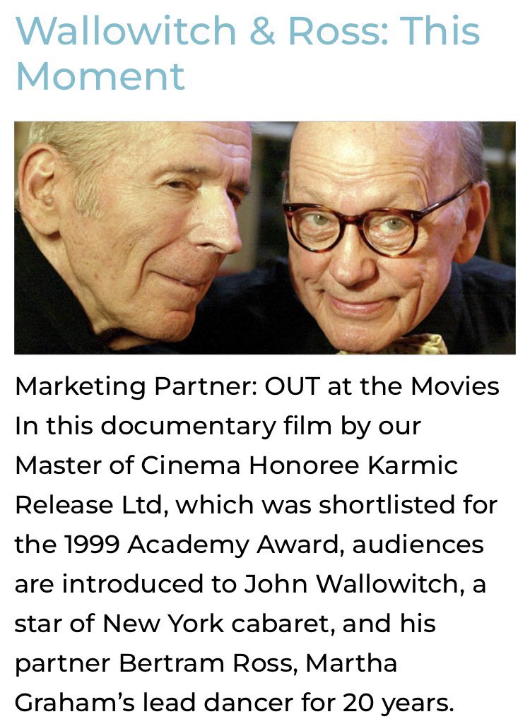 HopeRunsHigh's tweet photo. A big thank you to @RiverRun for honoring our frequent production partner @KarmicRelease with the 2022 “Master of Cinema” award. The celebration showcased our new transfer of the Oscar-Shortlisted doc-musical “Wallowitch &amp; Ross: This Moment” #nowstreaming on @kanopy and all over. https://t.co/2oxyXYnP25