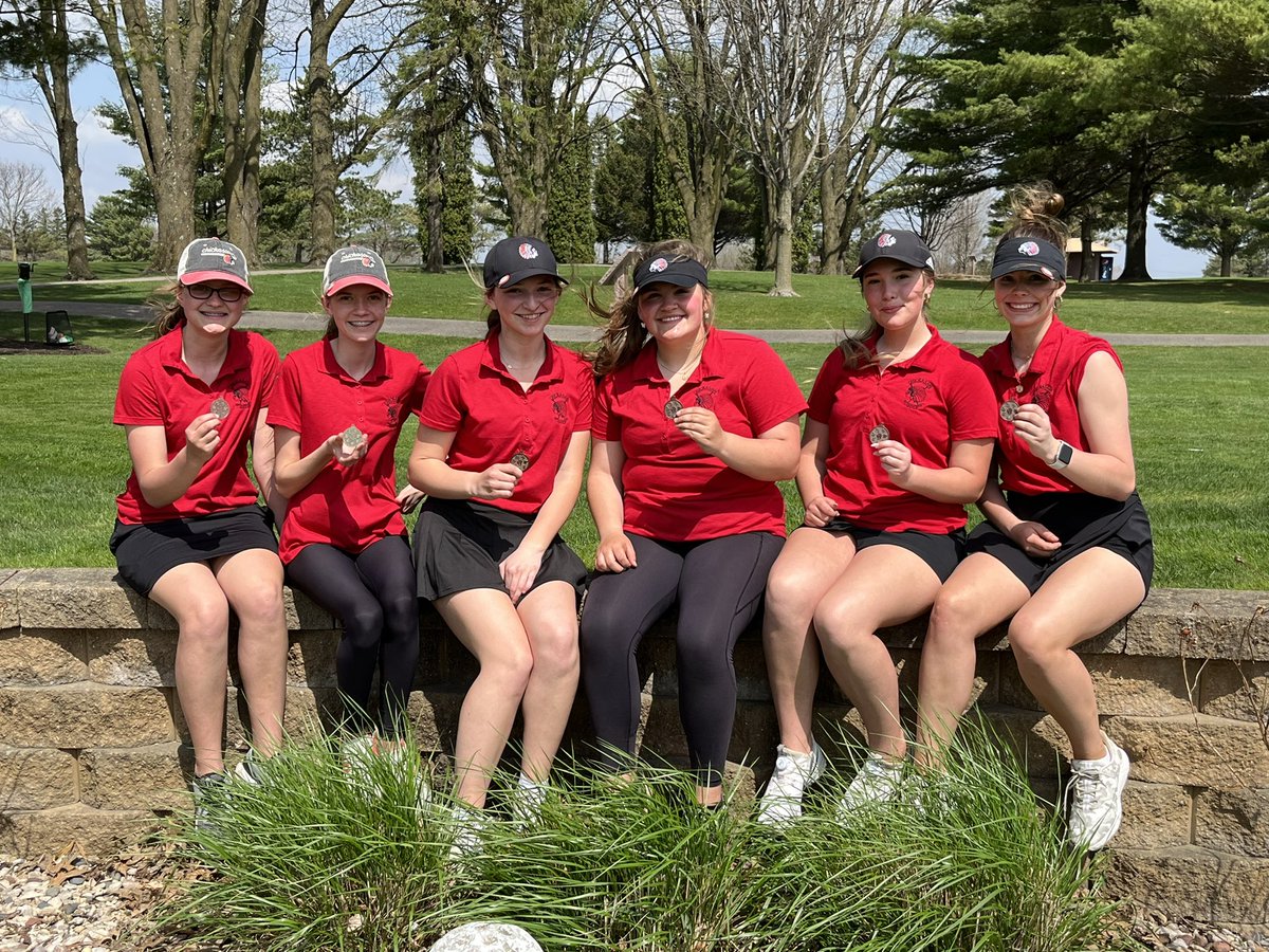 Co-champs with WSR. 7 in a Row! Lauren champ! Lydia 3rd. All 6 golfers All-Conf. for the 2nd time in school history. Tough day with tough wind.