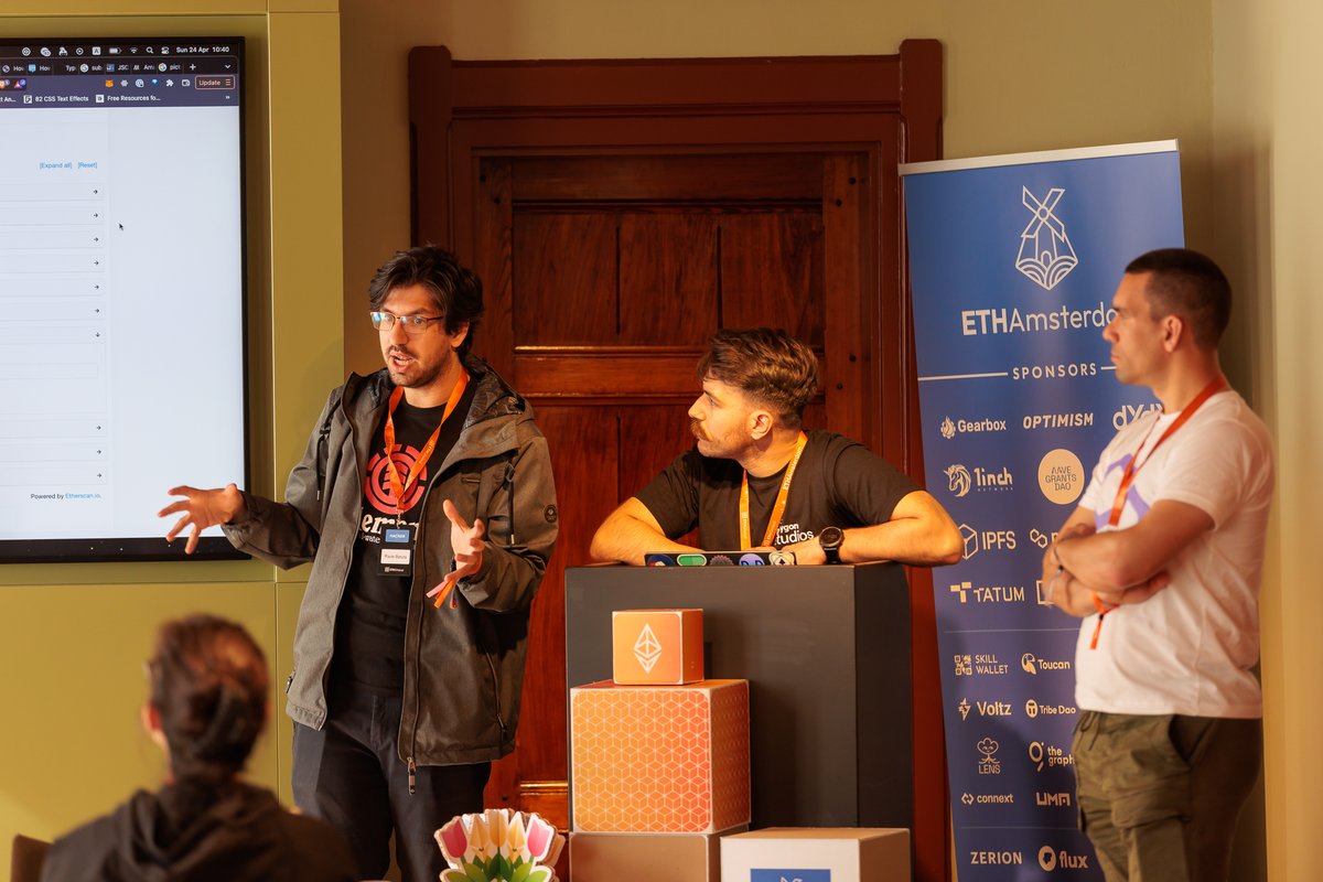 DatingdApp's tweet photo. Our team pitching  Dating dApp and doing live demo at ETH Amsterdam 😊 @ETHGlobal 

#ethglobal #ethhackathon #ethamsterdam #NFTproject #NFTdating #datingdapp https://t.co/8FfqR89y8S