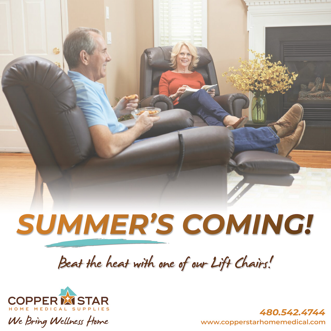 Summer is on the horizon! Beat the heat in style with one of our many Lift Chairs. Durable, comfortable, and built to last, our lift chairs allow you to relax with ease. 
#liftchairs #summer​ #arizona #beattheheat