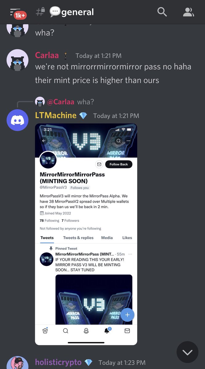 MirrorPassV3's tweet photo. WE NOTICED @MirrorMirrorNFT TALKING ABOUT US… 😆🔥@CarlaMacias8914 fellow mirror fam, what do you think is a fair mint price? We want to provide WL opportunities aswell as Alpha.☺️☺️☺️ https://t.co/j3zj3qaxXm