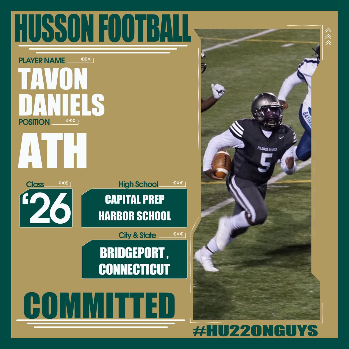 hussonfootball's tweet photo. Welcome our newest #Hu22onGuy to the Nest!

🦅Tavon Daniels
🏈ATH
🎓Capital Prep Harbor School - CT https://t.co/1pbg4BnfQA