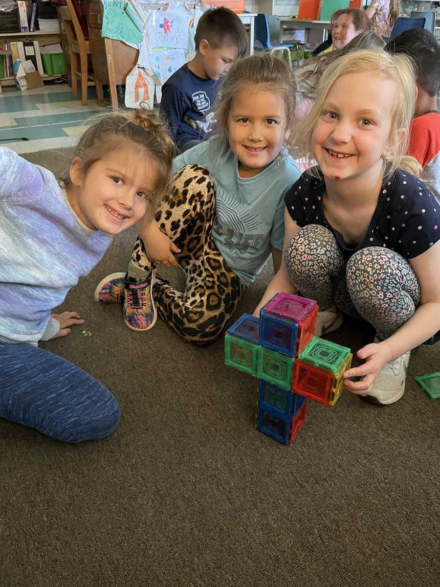 The students were so excited when they discovered their faith was even in math centres! “Look! We created a 3D cross with rectangular prisms and cubes!”