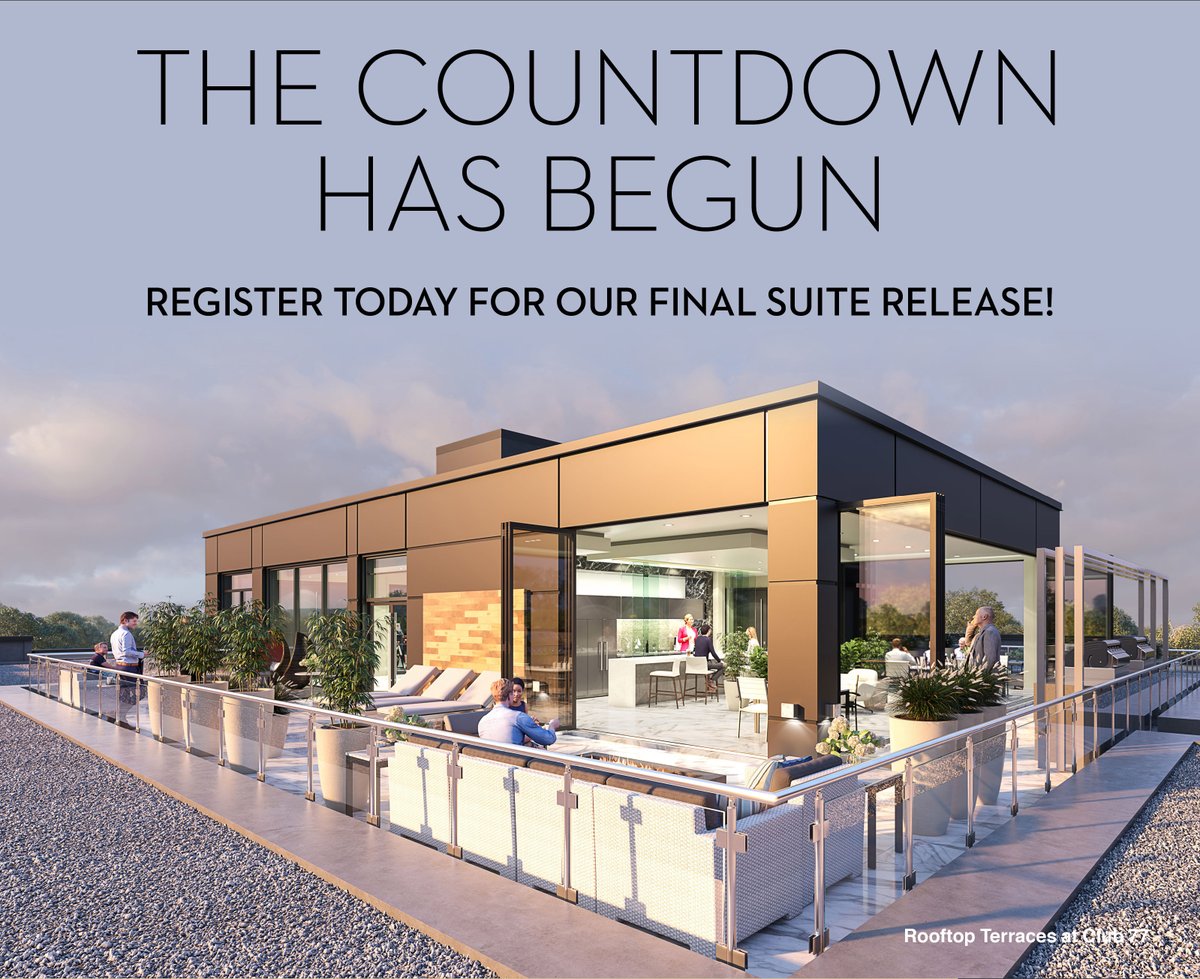 The countdown has begun!
As we welcome our first residents to their new valley-side homes, we urge you to REGISTER TODAY for the opportunity to purchase one of the few remaining suites in our upcoming Final Release.
Details at bit.ly/3kyn6xn