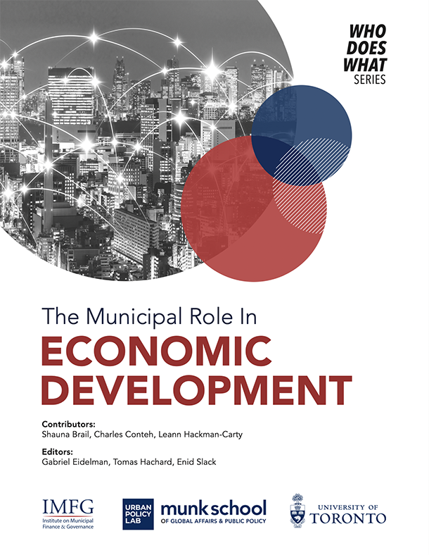 munkschool's tweet photo. New report in @imfgtoronto and @UrbanPolicyLab's Who Does What series examines the role of municipalities in economic development and innovation, including through the different perspectives of large, mid-sized, and small cities. https://t.co/UKfTPSZUeY https://t.co/4M9h1E7vBA