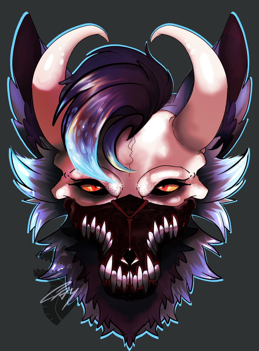 A headshot commission done for my loving partner. Such a feisty boi~ #Fursona #furry #furryart #skullfurry #furryartist #furrycommission #furryfandom