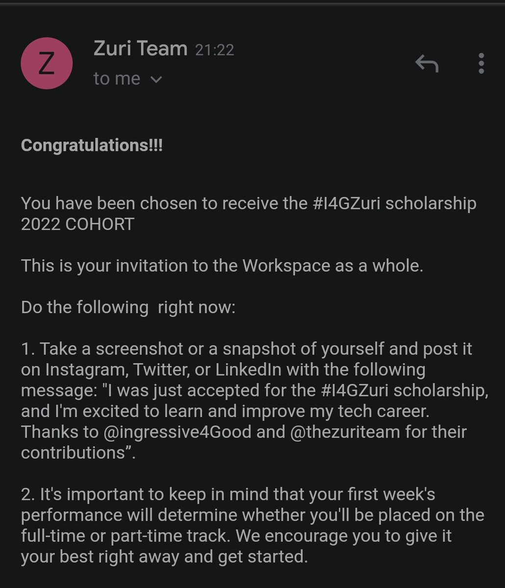MTeeMercy's tweet photo. I was just accepted for the #I4GZuri scholarship, and I'm excited to learn and improve my tech career. Thanks to @ingressive4Good and @thezuriteam for their contributions. https://t.co/phARsbug01