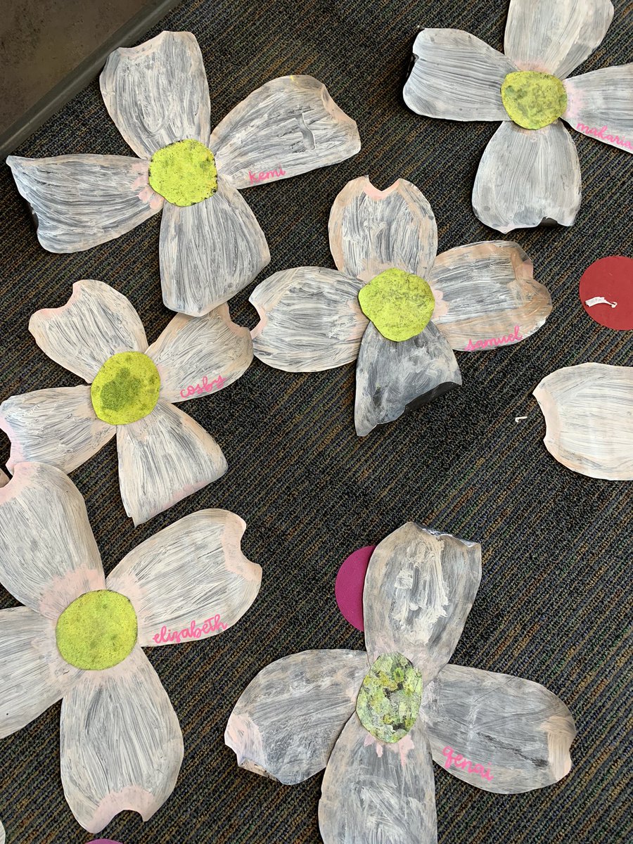 TummonsLSEArts's tweet photo. Third grade hallway is going to be in full bloom with these Flowering Dogwood blossoms, the state flower of Missouri! 🤍🌸@LSEArts #MOlove https://t.co/i4r8LMOL1Q