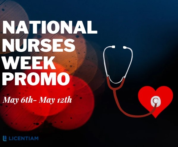 Licentiam's tweet photo. In honor of National Nurses Week, Licentiam would like to extend our gratitude and respect to all nurses by offering a $50 off discount on any new license application ordered during the month of May. Call us or go to our website today to get started! https://t.co/5ap3vXe8Jf