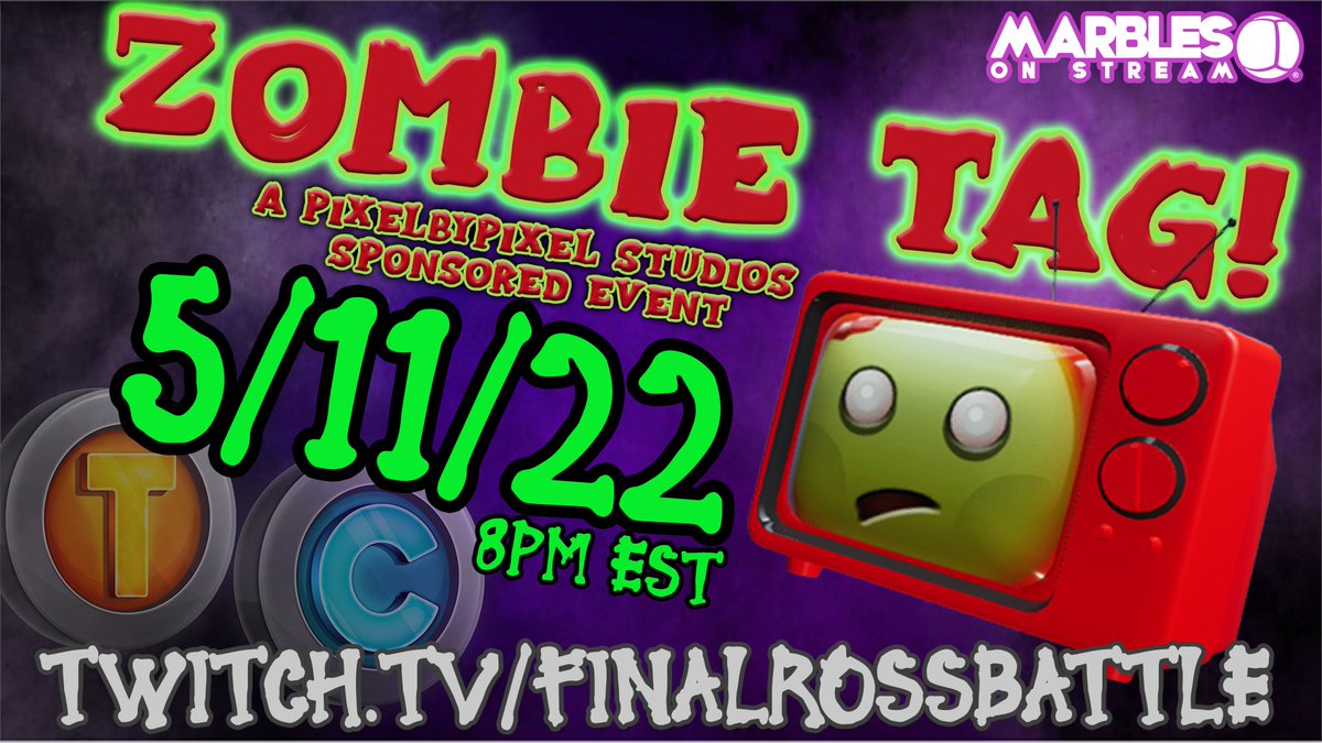 FinalRossBattle's tweet photo. COUNTING DOWN THE DAYS till #ZombieTag on @MarblesOnStream! Prizes and a good time, GAURANTEED on https://t.co/DRnNtT0r40! BRING A FRIEND......to eat ;) #Getinvolved #SpreadtheWord #Marblesonstream #Twitch #free #giveaway https://t.co/47u0cl2L4M