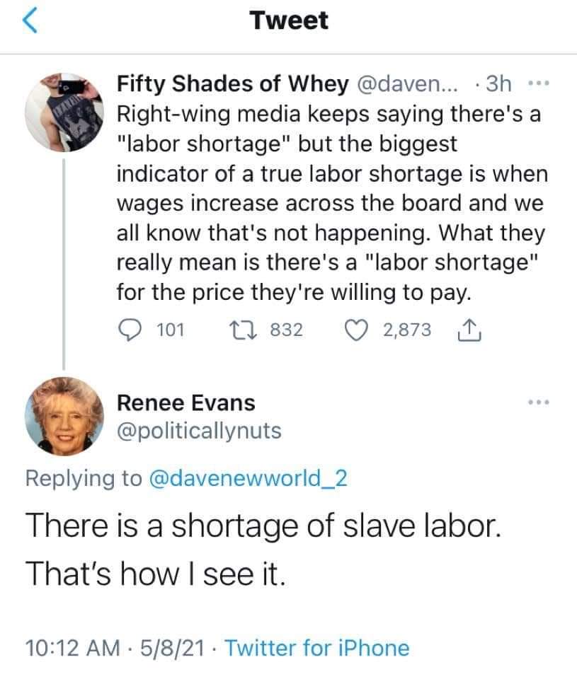 Lana_Dragonfly's tweet photo. The so-called #laborshortage does not exist. We are experiencing a #greedsurplus. https://t.co/sFp4B2E0x7