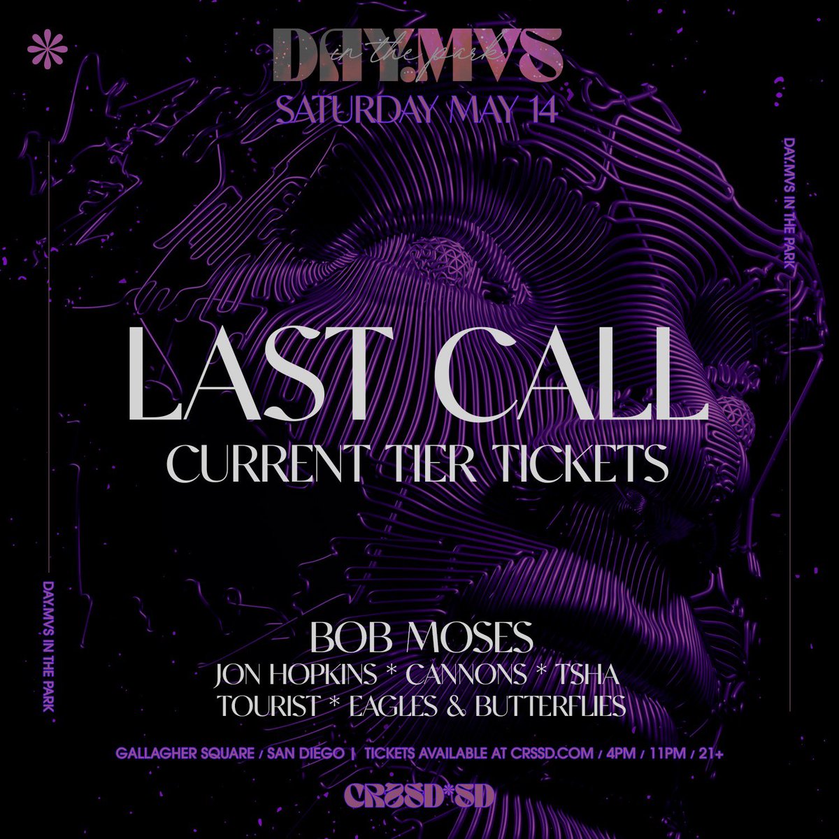 FNGRSXCRSSD's tweet photo. ‼️ #DAYMVS this Saturday and prices will be rising soon ‼️
Join us: https://t.co/YgDWtJVqJu
@Bobmosesmusic @cannonstheband @Tourist TSHA @MrButterflies @Jon_Hopkins_ https://t.co/l00qSnsz0W