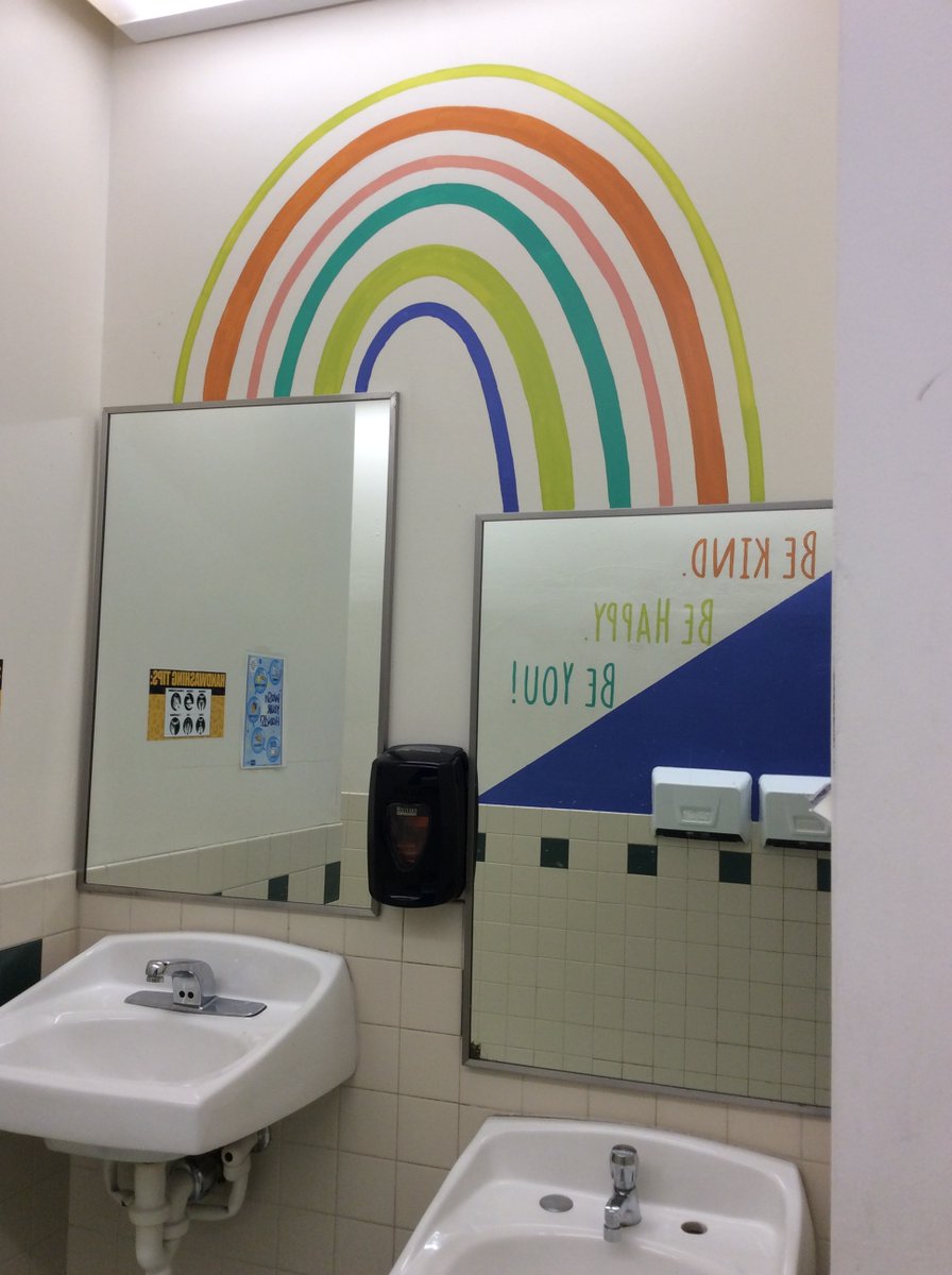 McclellanPta's tweet photo. A HUGE THANK YOU to Mrs. Bowser for beautifying our bathrooms at McClellan with positive messages and color! They look SO NICE! @McClellan_WJHSD @wjhsd @Bowser_Art https://t.co/aCbxso7mpQ