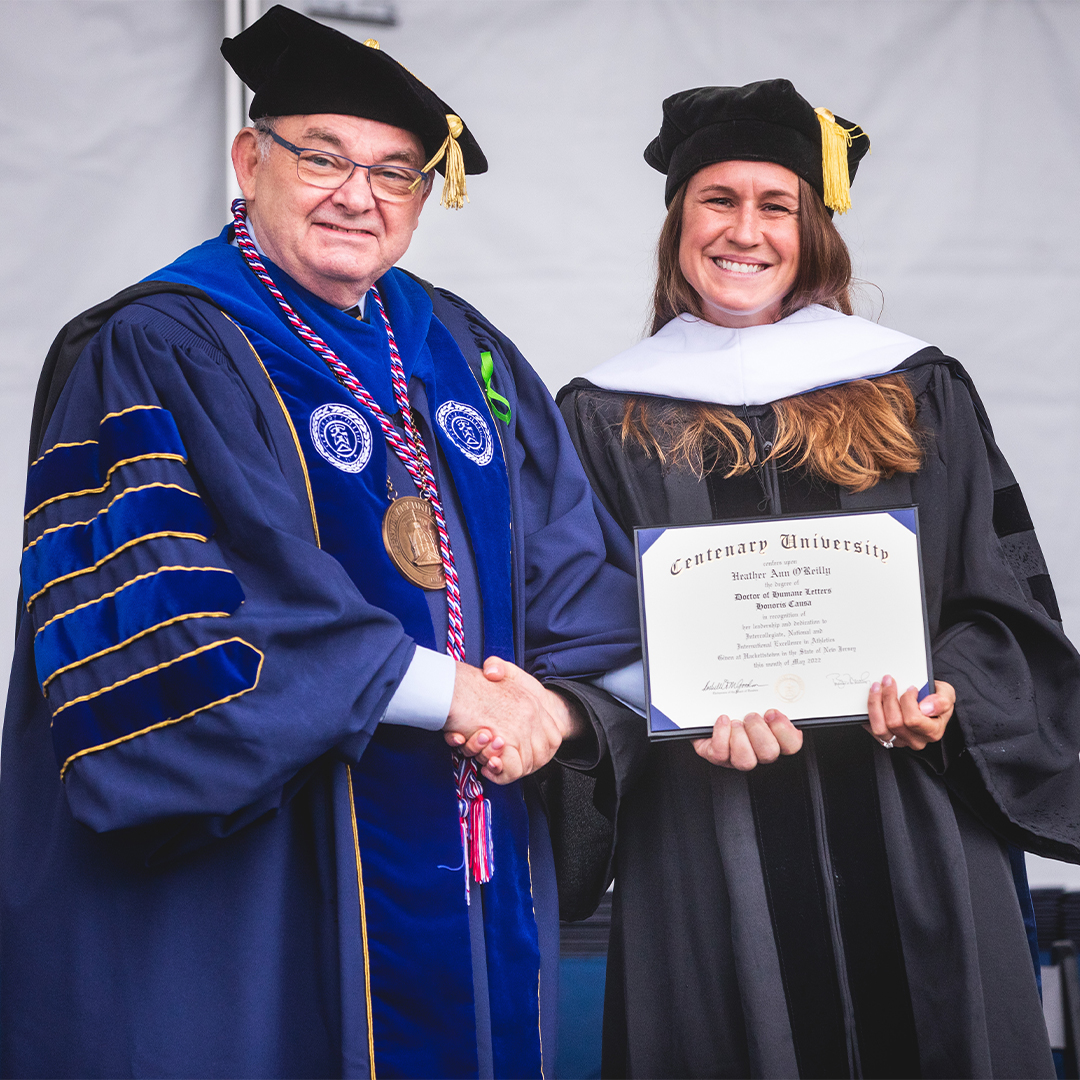 Three-time Olympic gold medalist Heather O’Reilly addresses the Class of 2022 and receives honorary degree during ceremonies on the University’s Hackettstown campus. To read the full story, follow the link provided! ow.ly/vEpB50J3beg