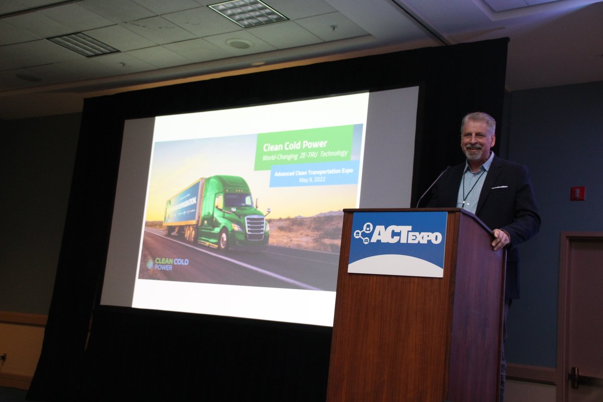 CleanColdPower's tweet photo. Great panel discussion today at @ACTExpo by Rimas Kapeskas on @CleanColdPower innovative technology using Liquid Nitrogen for its Zero Emission TRUs. #ACT Expo #CleanColdPower #LiquidNitrogen #TRUs #reefers https://t.co/NJTgvZAbp4