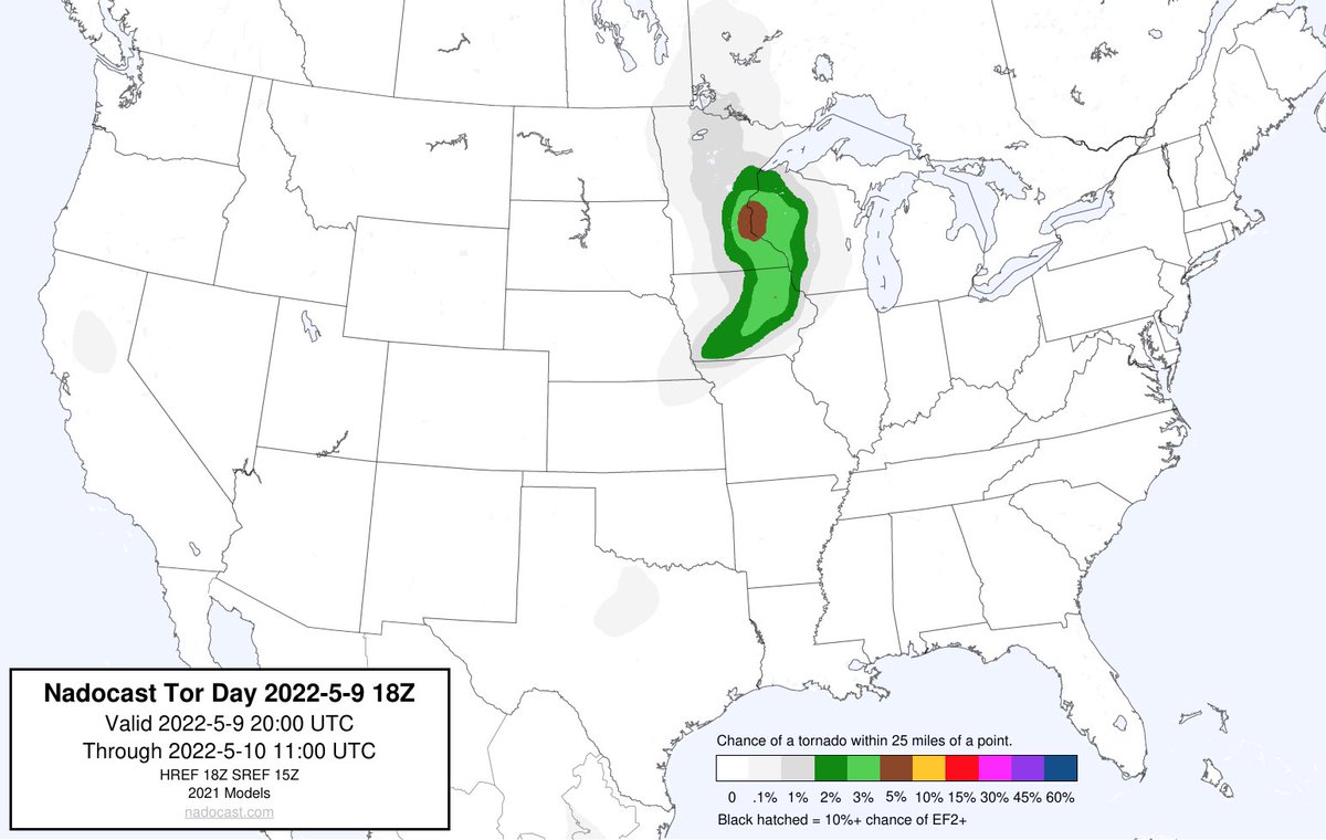 nadocast's tweet photo. 18Z Day Tornado Forecast (New 2021 Models) https://t.co/GR9NQI2XQJ