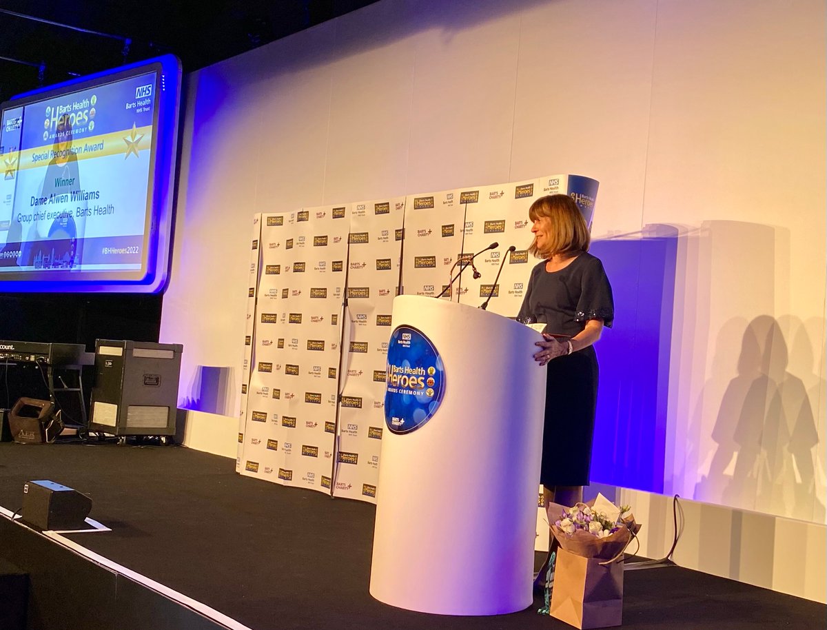 Barts Health (@nhsbartshealth) on Twitter photo Last but not least, a Special Recognition Award goes to our wonderful Chief Executive <a href="/A_WilliamsNHS/">Dame Alwen Williams</a> 👏 👏
Alwen has shaped our values and developed Barts to become a truly inclusive organisation - we wouldn't be where we are today without her! #BHHeroes2022 Last but not least, a Special Recognition Award goes to our wonderful Chief Executive <a href="/A_WilliamsNHS/">Dame Alwen Williams</a> 👏 👏
Alwen has shaped our values and developed Barts to become a truly inclusive organisation - we wouldn't be where we are today without her! #BHHeroes2022
