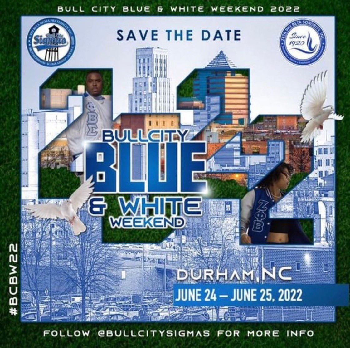 #DurhamCommunity | SAVE THE DATE | June 24-25, 2022 | Bull City Blue and White Weekend is back. | #Durham #Bullcity #PhiBetaSigma