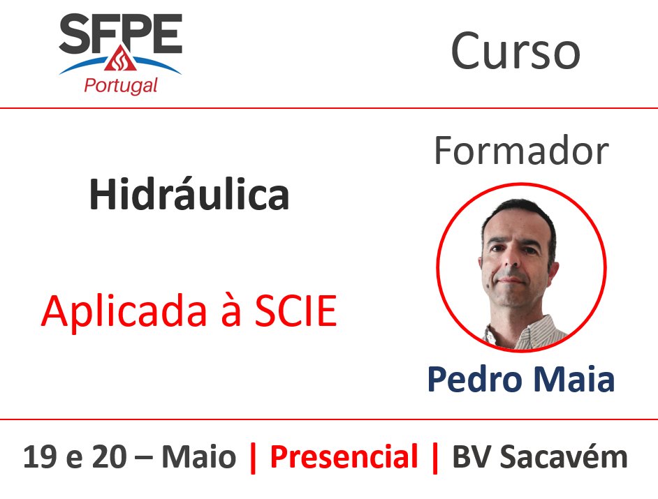A SFPE Portugal vai voltar aos seus eventos presenciais, começando por lançar um curso à muito pedido: Hidráulica aplicada à SCIE
Mais informações e inscrições em sfpe.pt/agenda/?event_…
