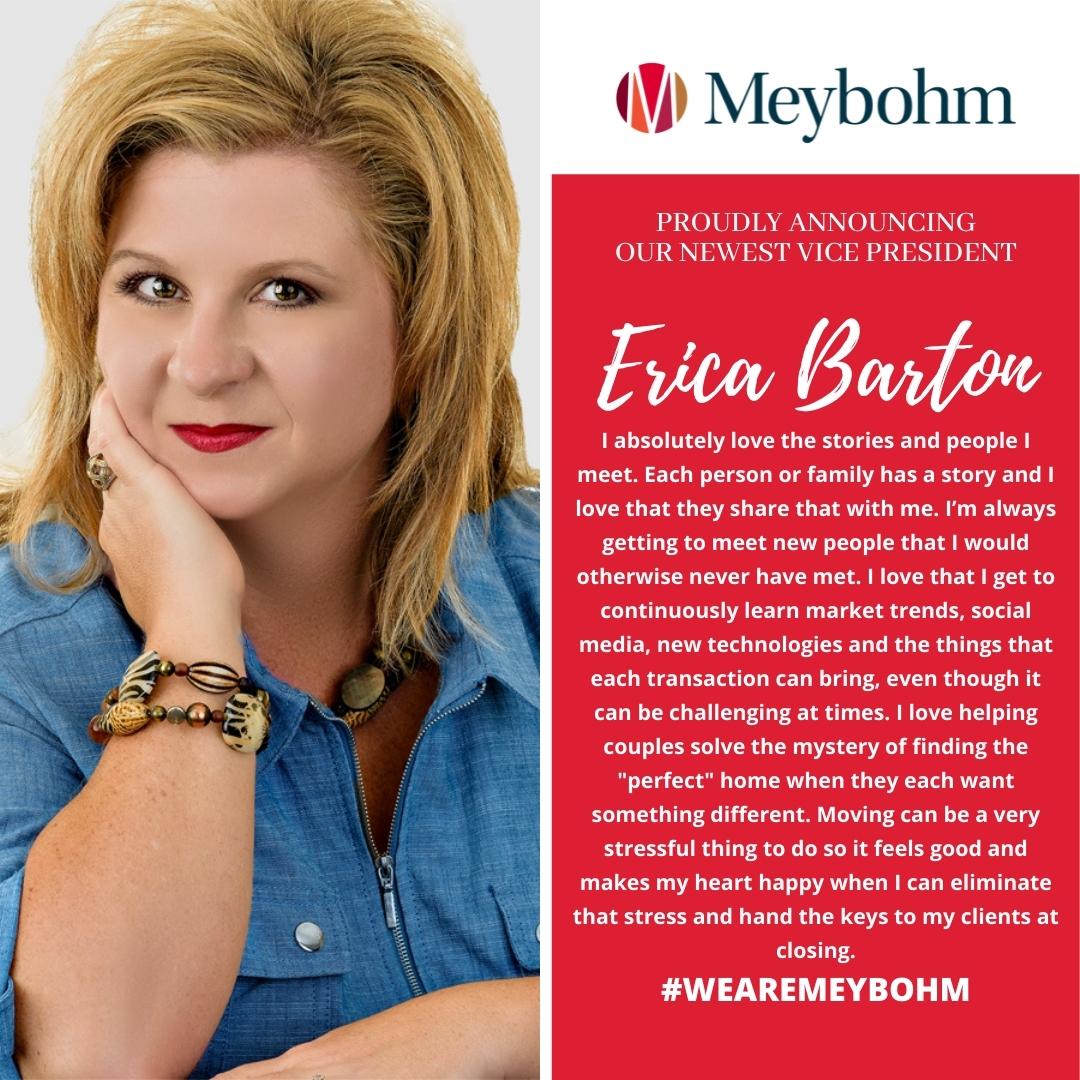meybohm_realtor's tweet photo. And we're not done! 2 new VPs! Congratulations to Erica Barton! Erica is also an agent in our North Augusta Office. 

#vicepresident #wearemeybohm #theplacetobe #northaugustasc https://t.co/bWuY8Gwqc2