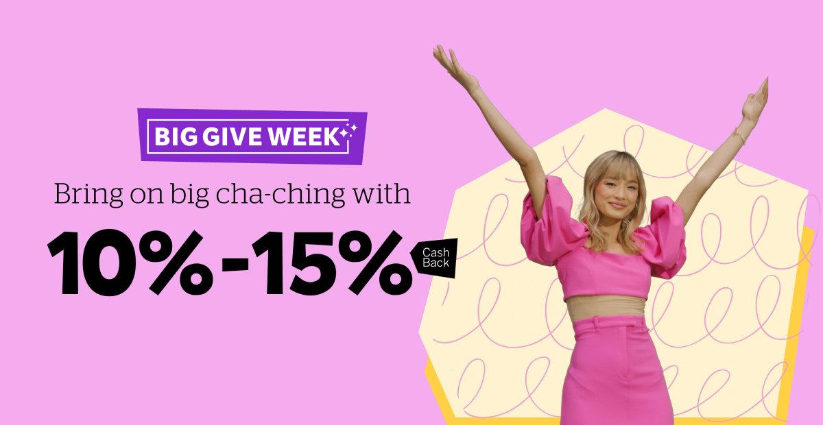RakutenCA's tweet photo. π BIG GIVE WEEK IS HERE! π Get 10-15% Cash Back here: https://t.co/y1q3I1biau #CashBackCA #CashBackCrew #CashBack https://t.co/SuPywh3SRj