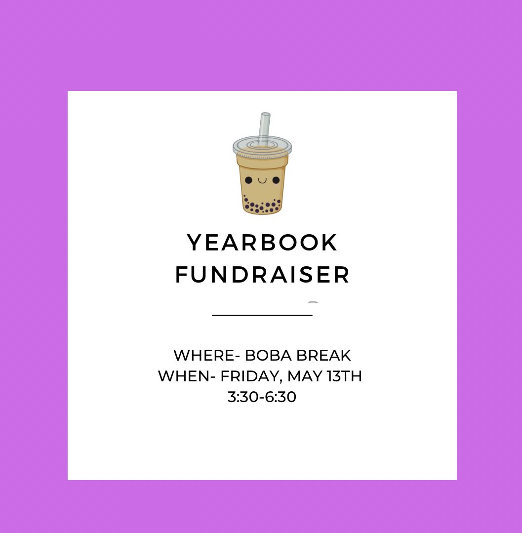come support yearbook at our fundraiser rancho 💜‼️ can't wait to see you guys there 💜💜