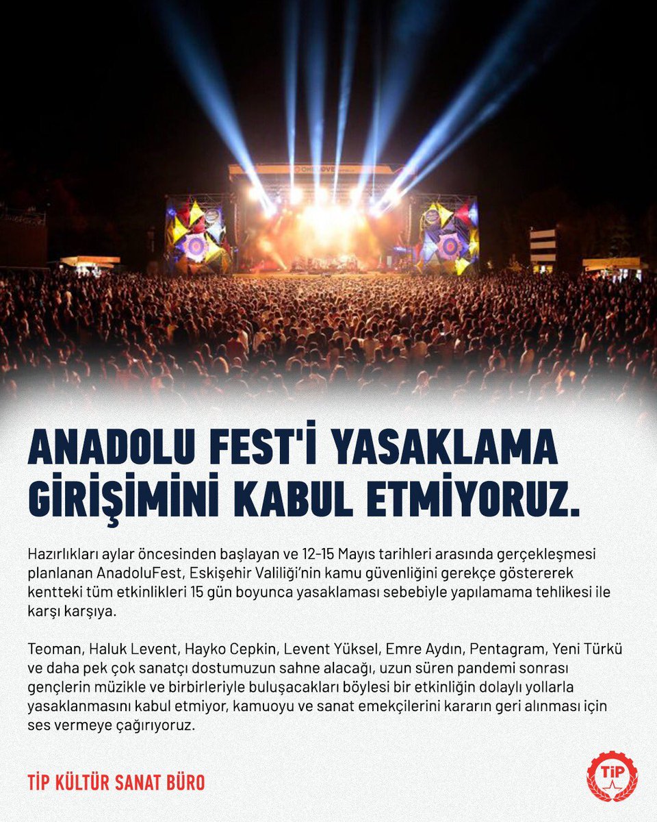 Hazırlanması 1 yıl alan, yüzlerce müzik emekçisinin pandemi sonrası biraz nefes almasını sağlayacak festival bir anda buhar oluyor. Sevgili gençler hem kendiniz hem onlar için sahip çıkın!