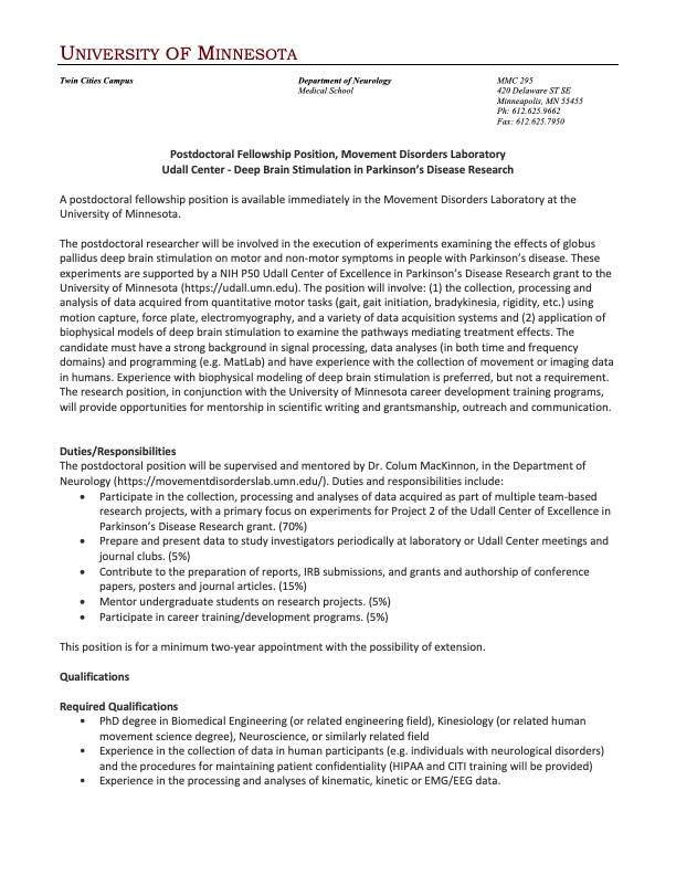 SLAHuffmaster's tweet photo. Our lab is hiring! Looking for a great #postdoc for #dbs research in #Parkinsons disease with the @UMNUdall center. Please RT and/or DM me or @Colum_Mac for more info. Job ID: 347447 
https://t.co/1zEWmEXxpD https://t.co/OX1I6J2WBn