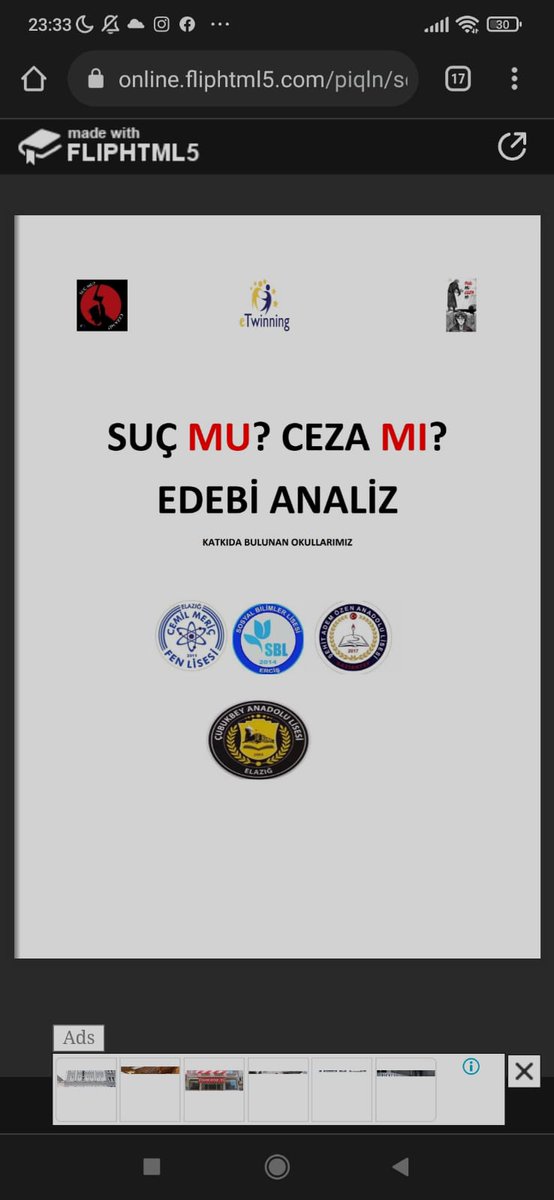 Okulumuz Edebiyat öğretmeni Nurten Ören ve öğrencilerinin dahil olduğu Suç mu? Ceza mi? eTwinning projesi karışık okul takımlarıyla ortak bir ürüne imza attılar.  On ulusal ortakla yürütülen proje Dünya klasiklerinin ünlü yazarı Dostoyevski'nin Suç ve Ceza romanını ele alıyor.