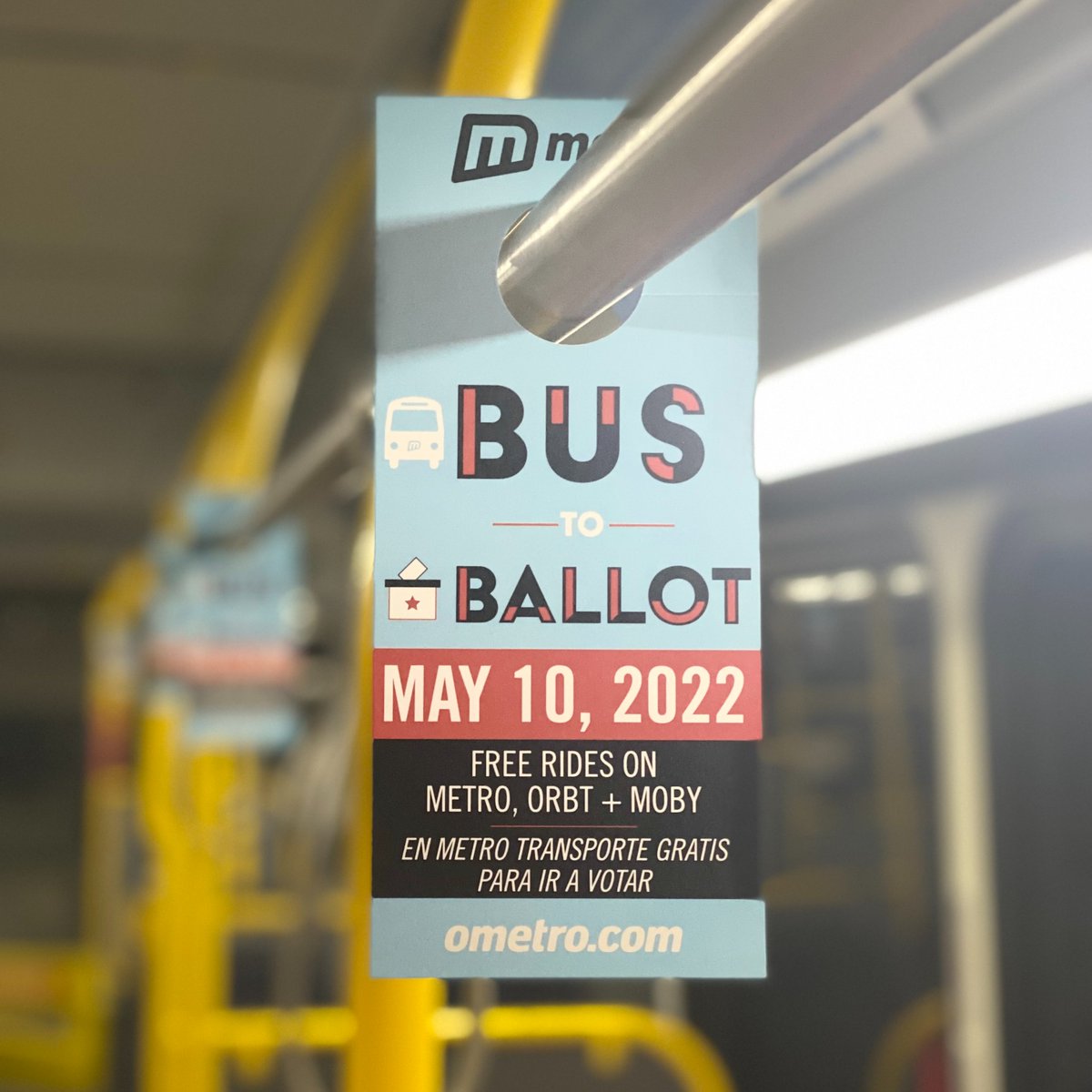 rideORBT's tweet photo. All rides on the bus, MOBY, and ORBT are fare-free today for the May primaries! Get on board, and cast your vote 🚍🗳️ https://t.co/devPbng8UC