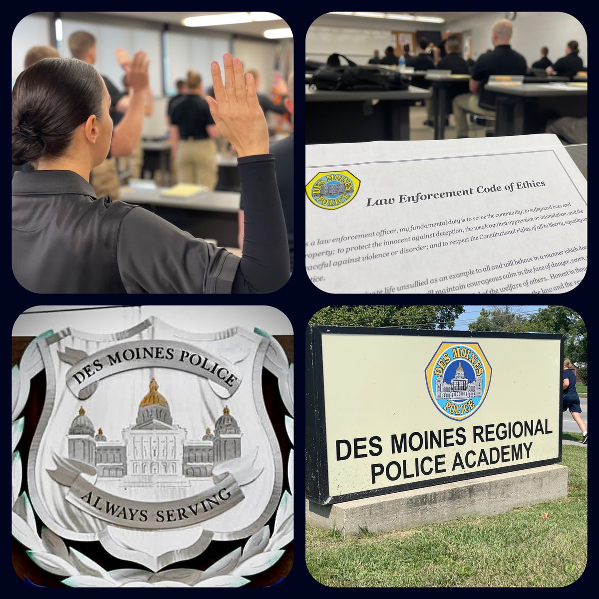 DMPolice's tweet photo. The DMPD 81st Recruit Class began their journey today!
Here are a few first day facts:
• With 31 recruits, this is the largest class ever.
• 45% are women and minorities.
• Recruits range in age from 21 years old to 51 years old.
Welcome aboard!
#dmpdalwaysserving https://t.co/4UhwqOLVpp