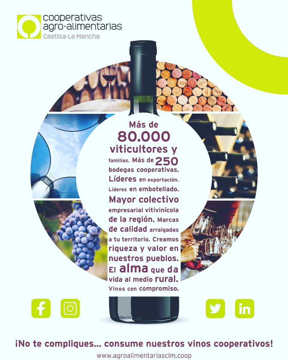 CoopAgroCLM's tweet photo. Tic tac… ⏳Ya faltan unas horas!! 🍷Mañana Cooperativas Agroalimentarias Castilla-La Mancha estará acompañando a las cooperativas vitivinícolas de la región en FENAVIN, la feria nacional más importante del vino.
#Fenavin2022 #somosfuturo #CACLM https://t.co/pQ705ZEDkd