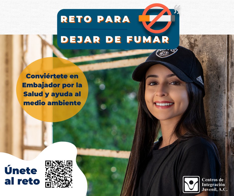 CIJ_Adicciones's tweet photo. Sé un embajador/a por la salud y reta a tus amigas y amigos a dejar de #Fumar, invítalos a registrarse dando clic en https://t.co/NLhBVsHLVS o con el código QR.
Hay premios al mejor embajador/a.
#TeRetoADejarDeFumar https://t.co/yMD8s4O7ei