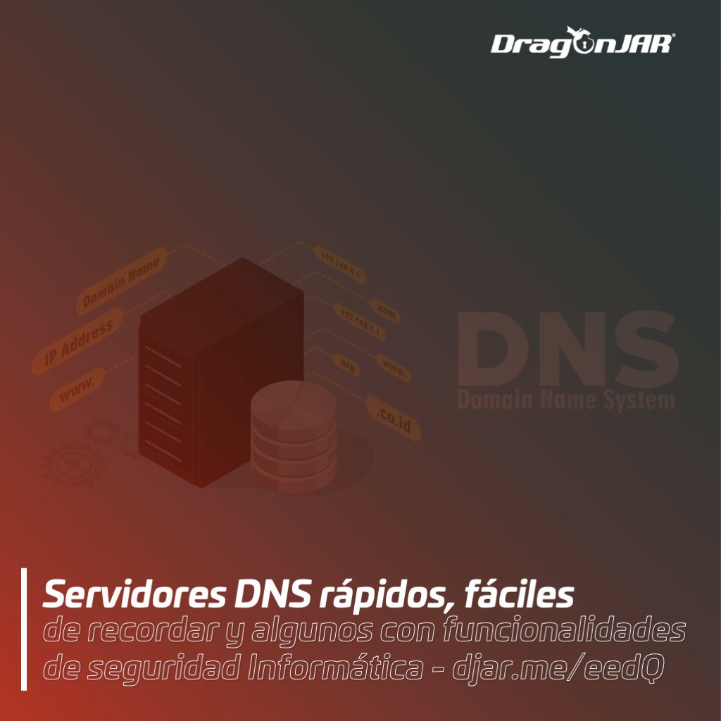 DragonJAR's tweet image. Servidores #DNS rápidos, y algunos con funcionalidades de seguridad.

1.1.1.1 Cloudflare
8.8.8.8 Google
9.9.9.9 Quad9
64.6.64.6 Verisign
94.130.110.185 DNSPrivacy

Lista completa en 👉 bit.ly/3KYQh7u y si alguno no aparece, déjalo como comentario y lo añadimos👇